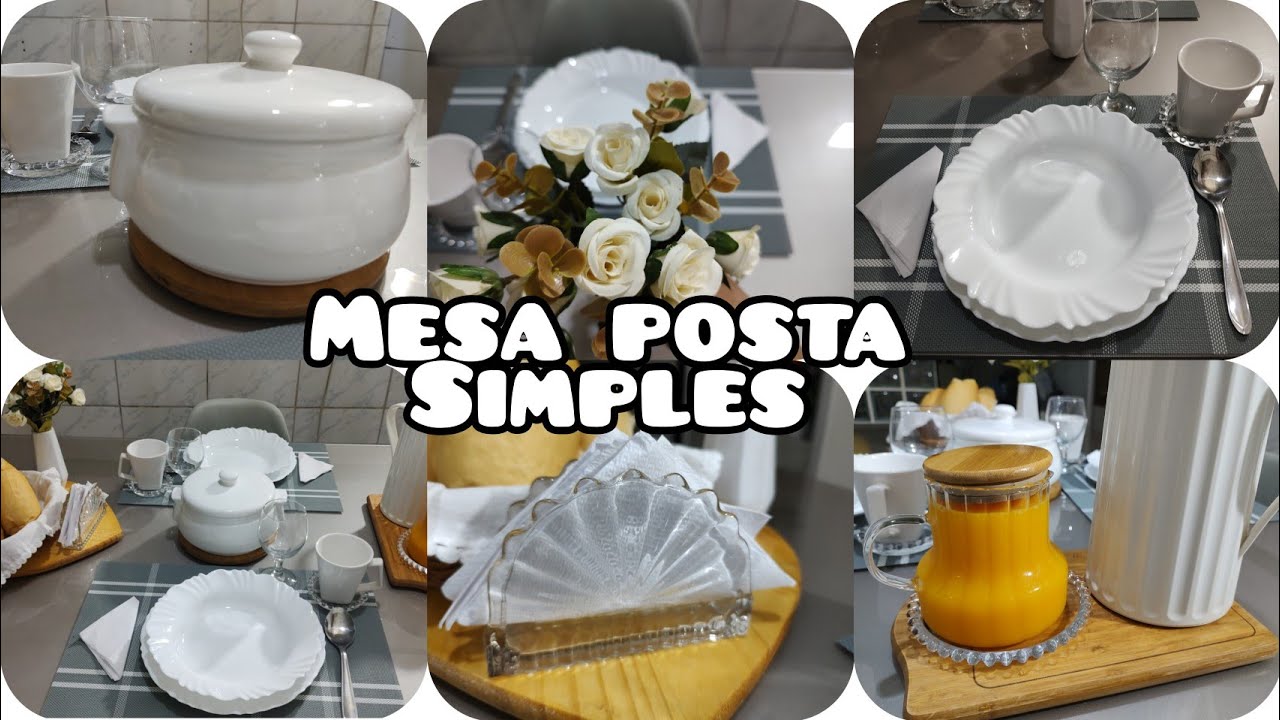 MESA POSTA SIMPLES BRANCO E CINZA PARA O JANTAR/SOPAS OU CALDOS!