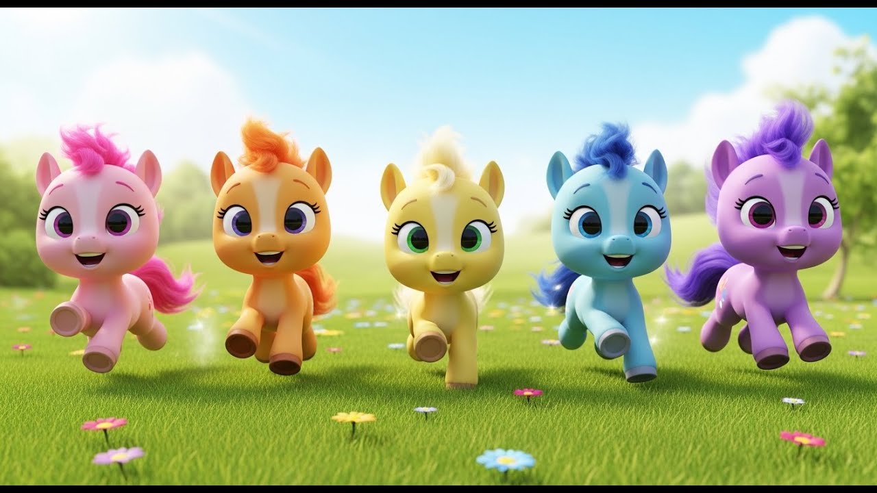 Fünf kleine Ponys galoppieren, galoppieren, galoppieren | Pferde-Lied & Zählen