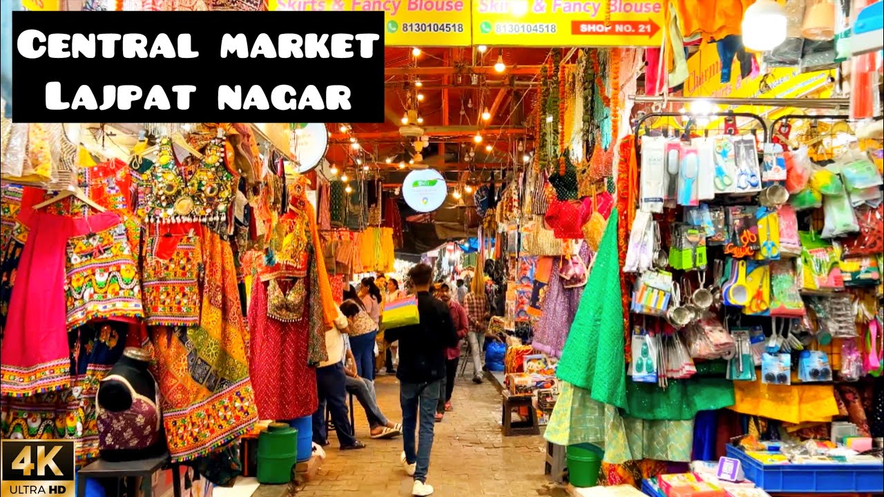 Walking And Exploring-Central Market Lajpat Nagar New Delhi India 🇮🇳 4K HDR Video Night Walking Tour