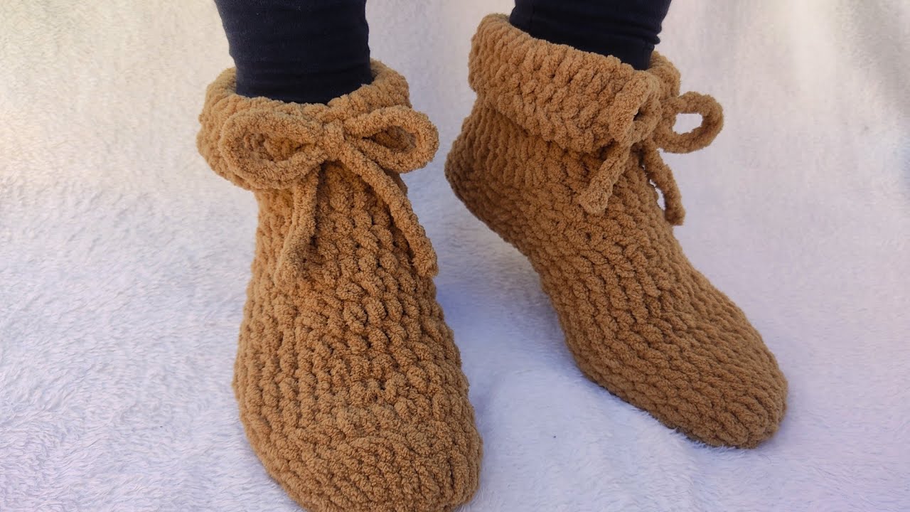 Pantufa de croche passo a passo Simone Eleoterio