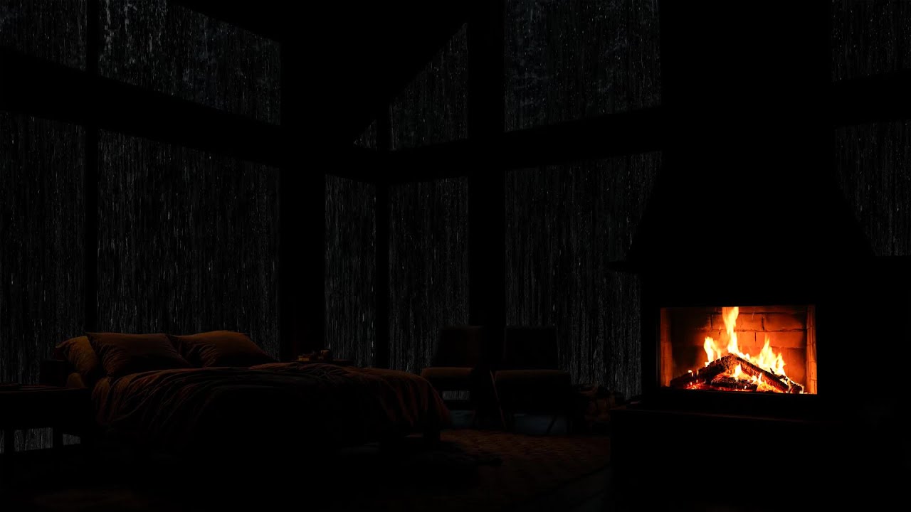 Cozy Bedroom Experience with Calming Rain and Fireplace | Deep Sleep & Relaxation