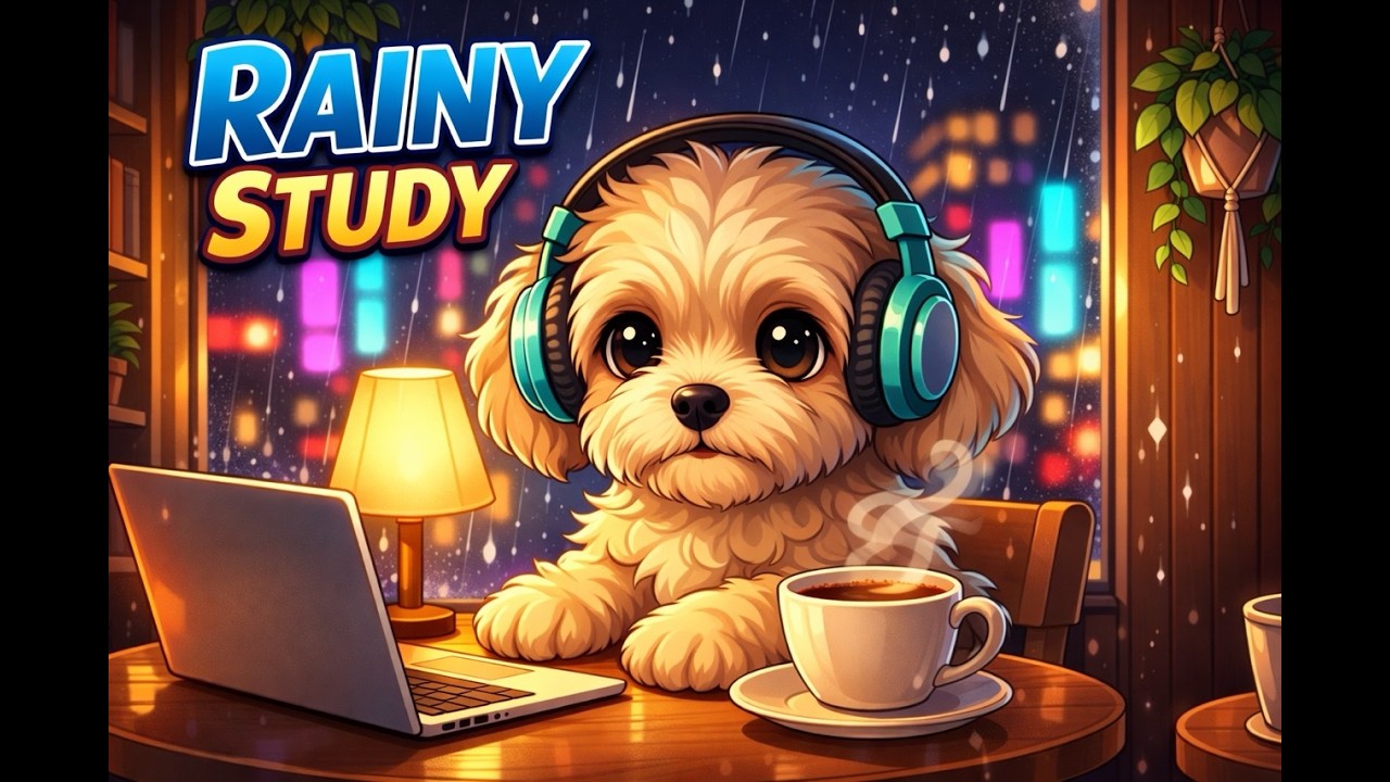 Rainy Café LoFi with Maltipoo 🌧️ 3 Hours of Cozy Beats to Study, Work & Relax