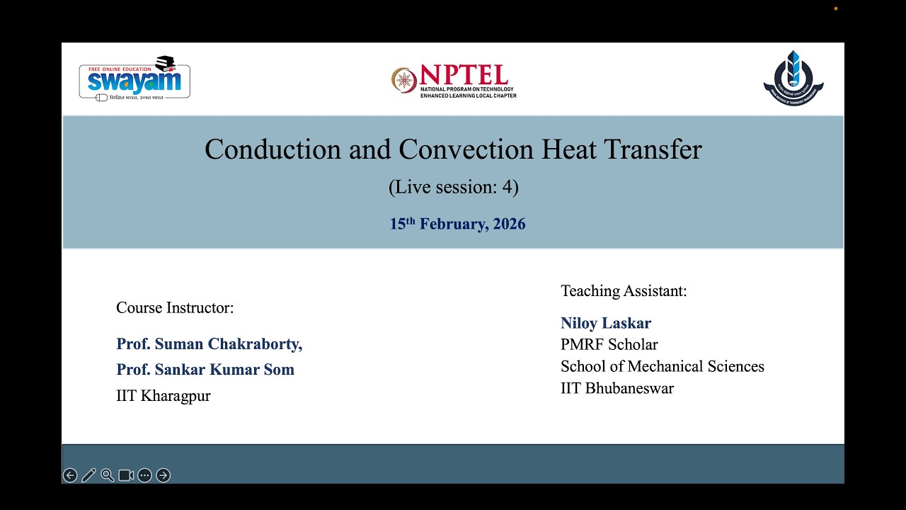 NPTEL Live Session 4: Conduction and Convection Heat Transfer (ME053)
