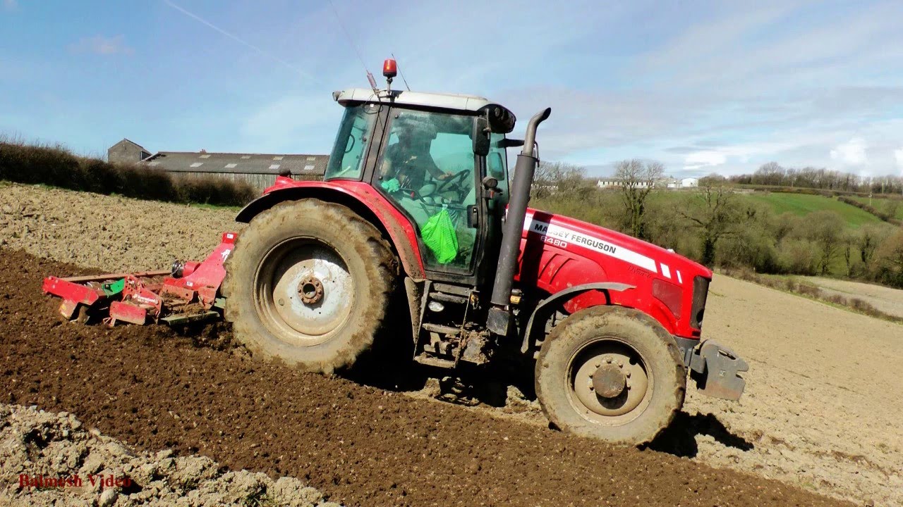 Cultivating for Oats. - Two Power-Harrows on Steep Land.