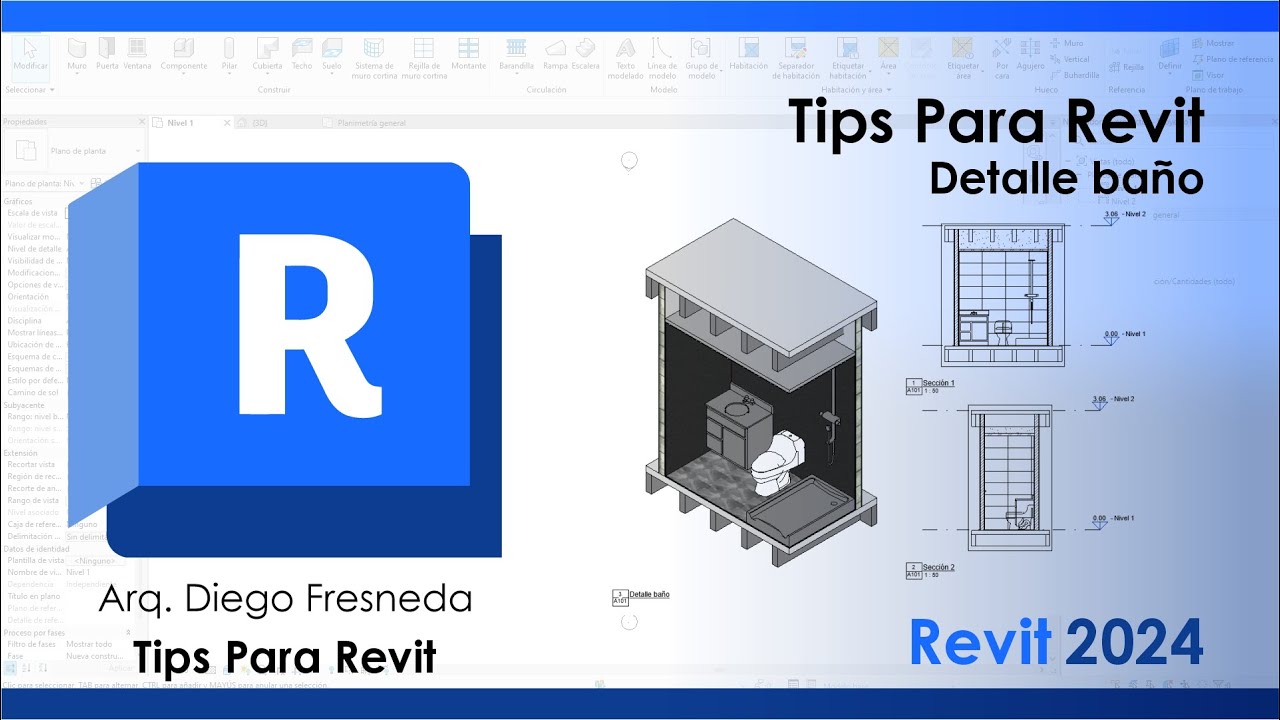 🛁 Cómo Modelar y Detallar un Baño en Revit | Tips de Muros, Suelos, Cielo Raso y Más