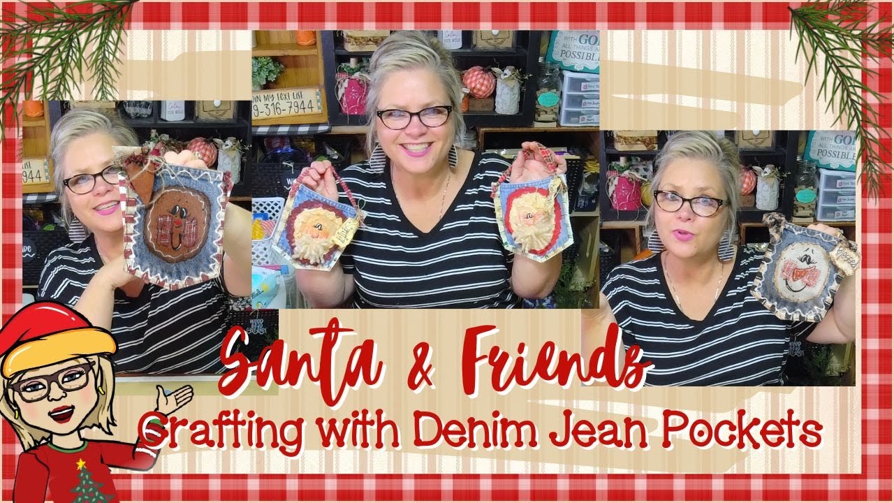 🎅🏻🤎☃️ Santa & Friends ~ Crafting with Blue Jean Pockets || How to Paint Whimsical Faces