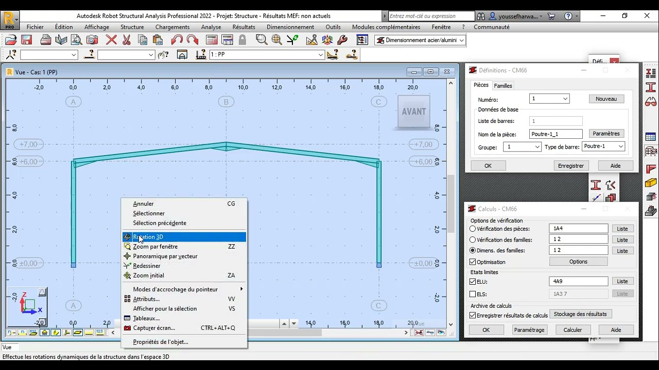 Formation dimensionnement et vérification d'un portique métallique Robot Structural Analysis