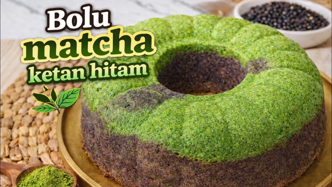 Resep Bolu Matcha Ketan Hitam kukus yang lembut dan legit 
