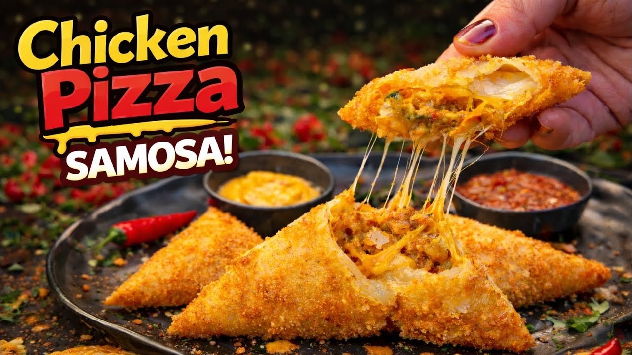 Chicken Pizza Samosa | Iftar Special Crispy Cheesy Pizza Samosa | Make & Freeze Recipe for Ramzan