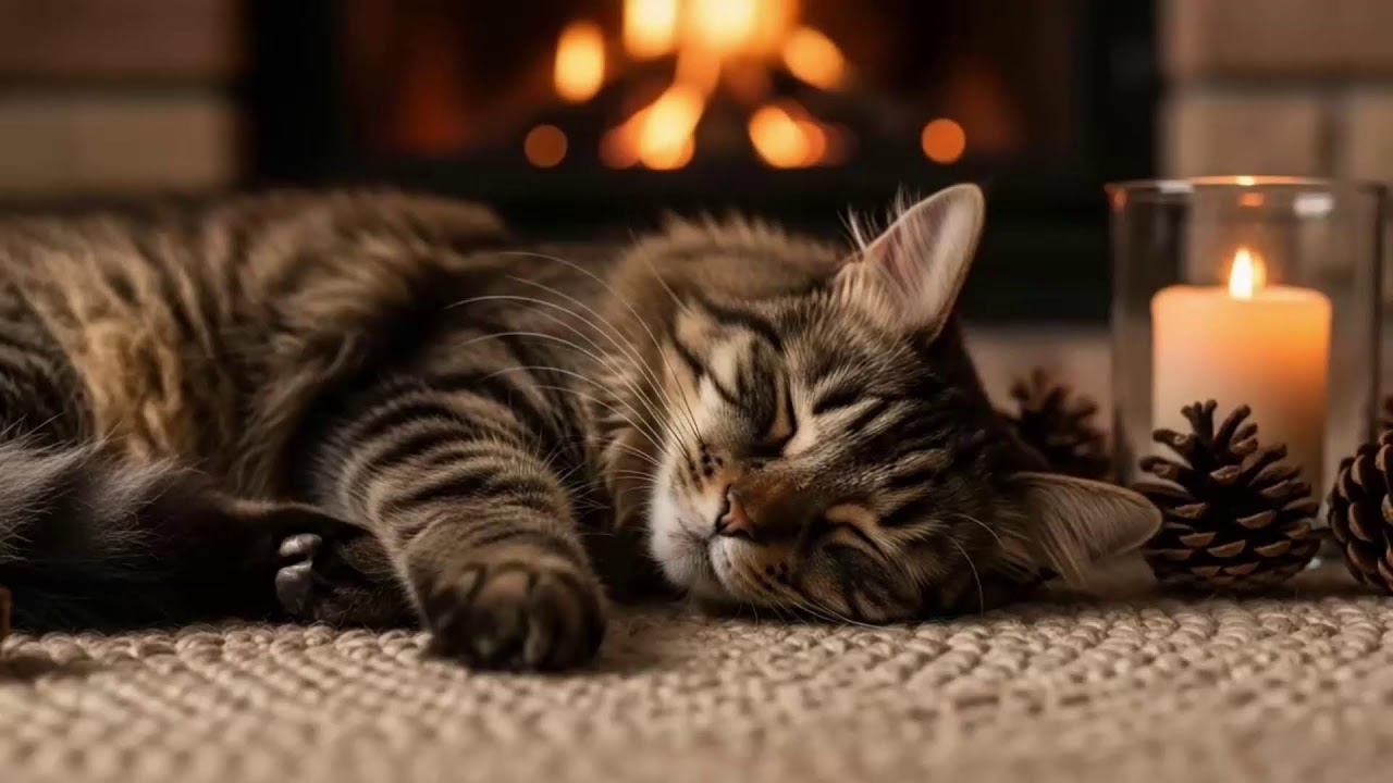 Cat Sleep Healing Music 432Hz 😻 Soft Fireplace Atmosphere For Deep Rest, Calm, And Stress Relief