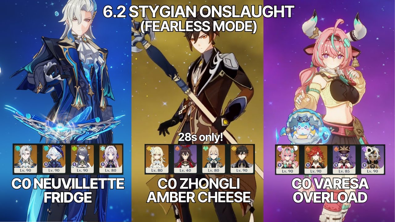 6.2 Stygian Onslaught (Fearless) - C0 Neuvillette & C0 Zhongli & C0 Varesa | Genshin Impact