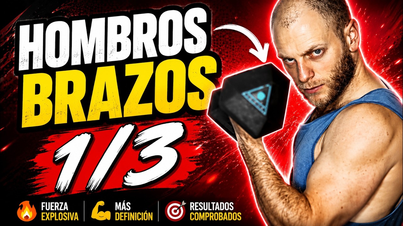 🔴 RUTINA de EJERCICIOS para HOMBROS y BRAZOS CON MANCUERNAS [HIPERTROFIA en CASA] 🏋️‍♂️ DIA 1/3