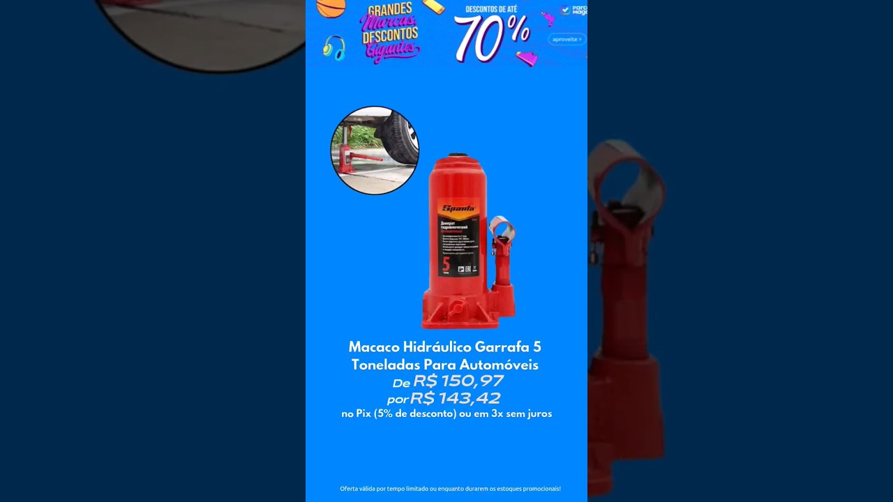 Macaco Hidr&aacute;ulico Garrafa 5 Toneladas Para Autom&oacute;veis #shorts #magalu