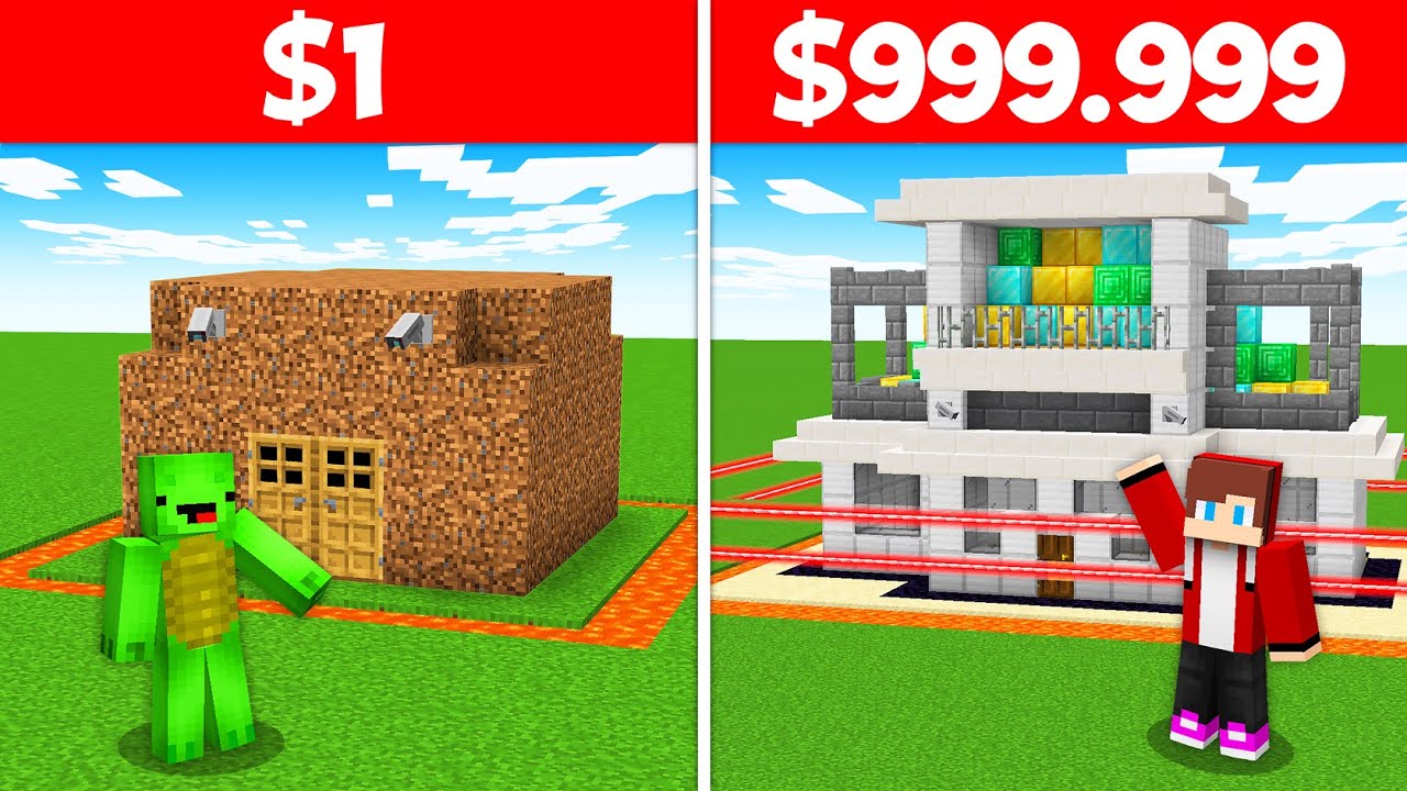 JJ and Mikey $1 vs $99999 BUILD CHALLENGE Security House in Minecraft - Maizen