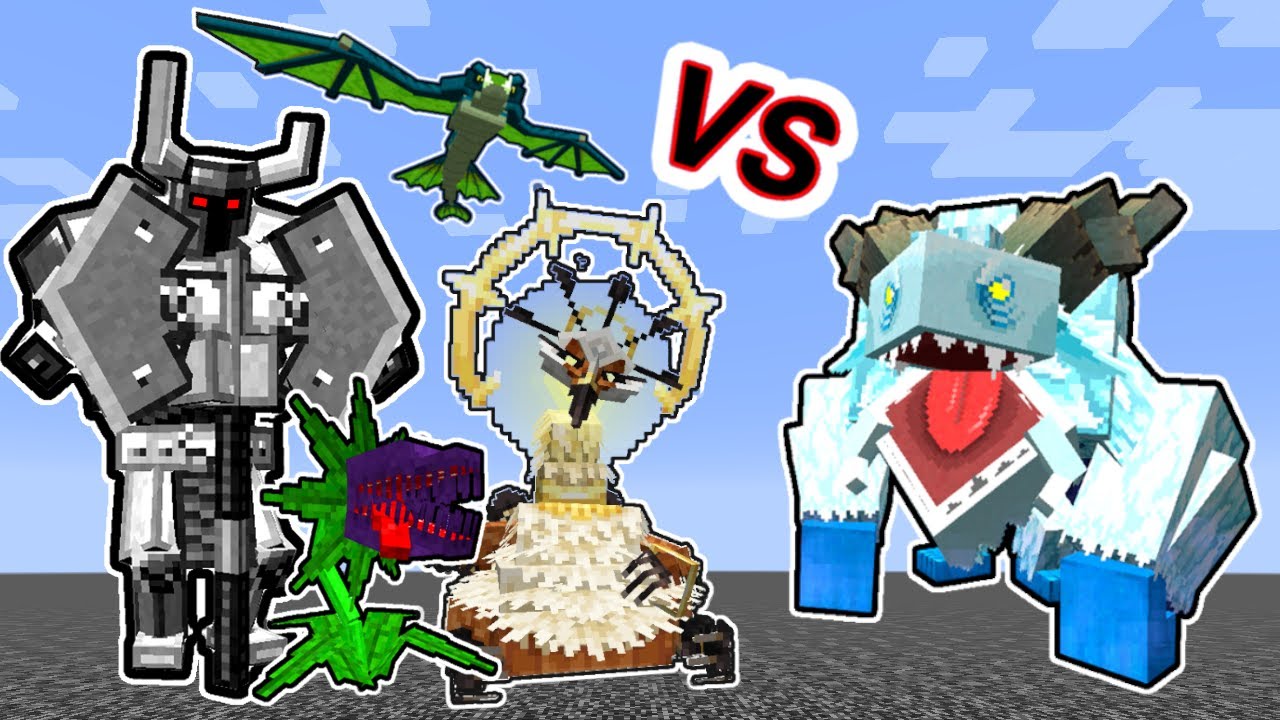 Frostmaw Vs. Mowzie's Mobs Monsters in Minecraft Showcase