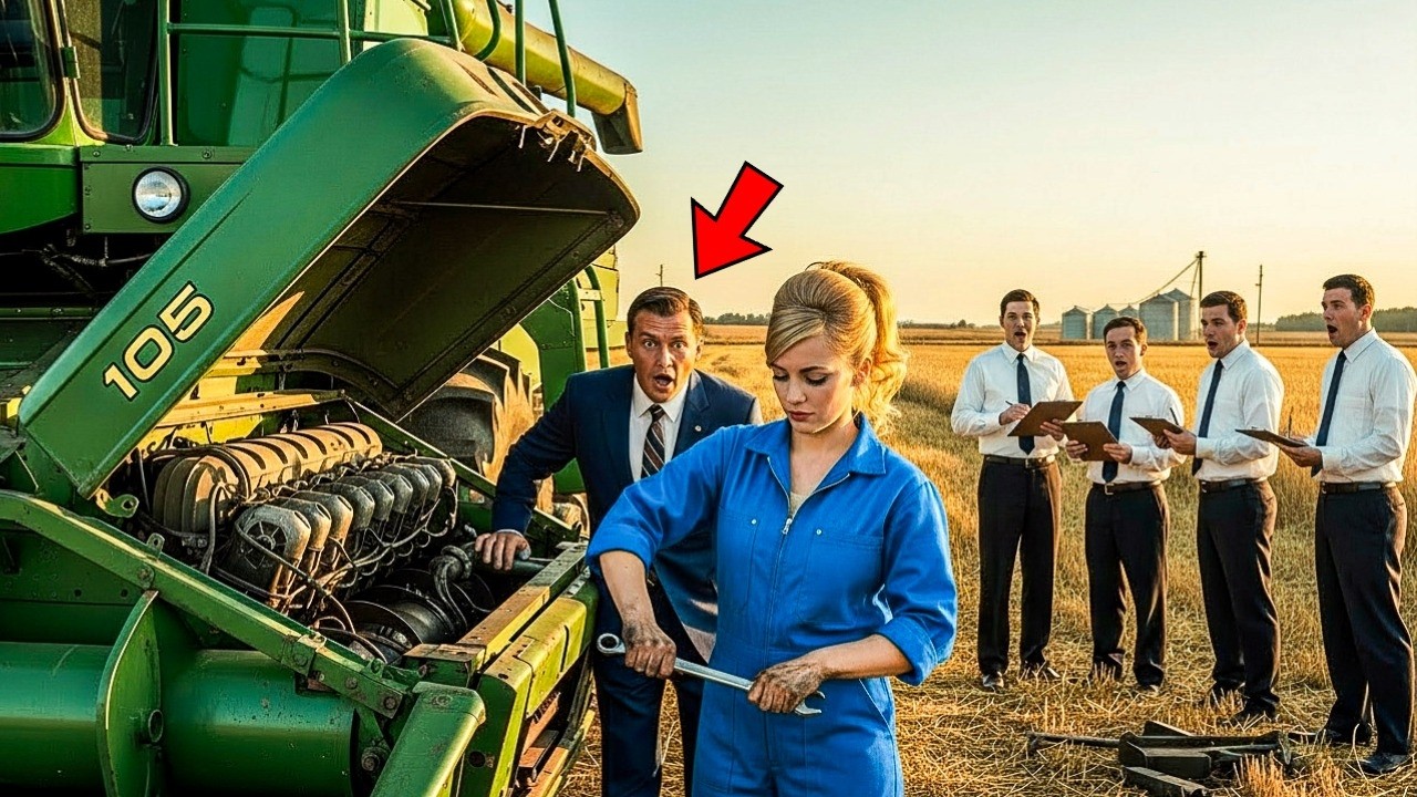 Mientras 4 ingenieros agrícolas firmaban la sentencia — la mecánica novata salvó la COSECHADORA...