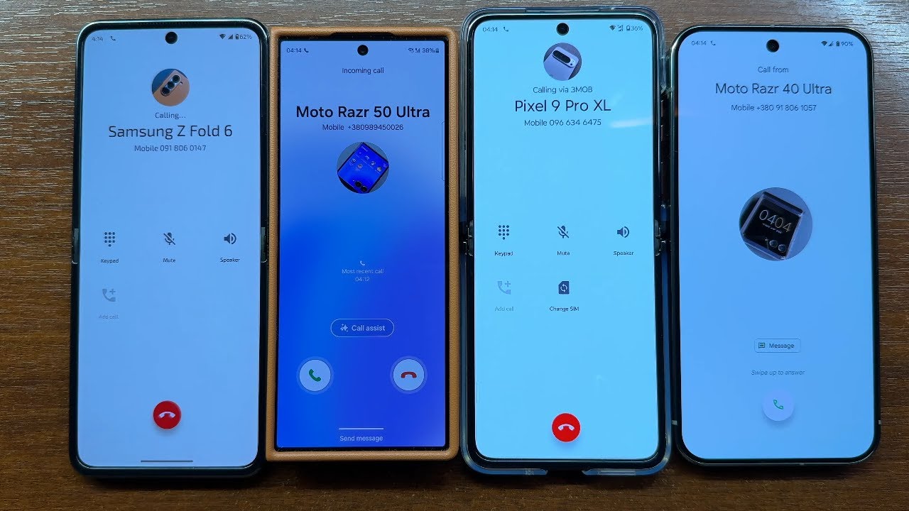 Moto Razr 50 Ultra vs Samsung Z Fold 6 + Razr 40 Ultra vs Pixel 9 Pro XL Incoming Call