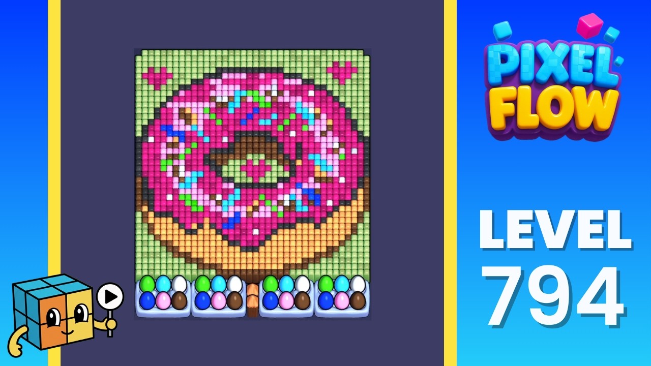 Pixel Flow Level 794 (Very Hard) Solution Walkthrough - Donut