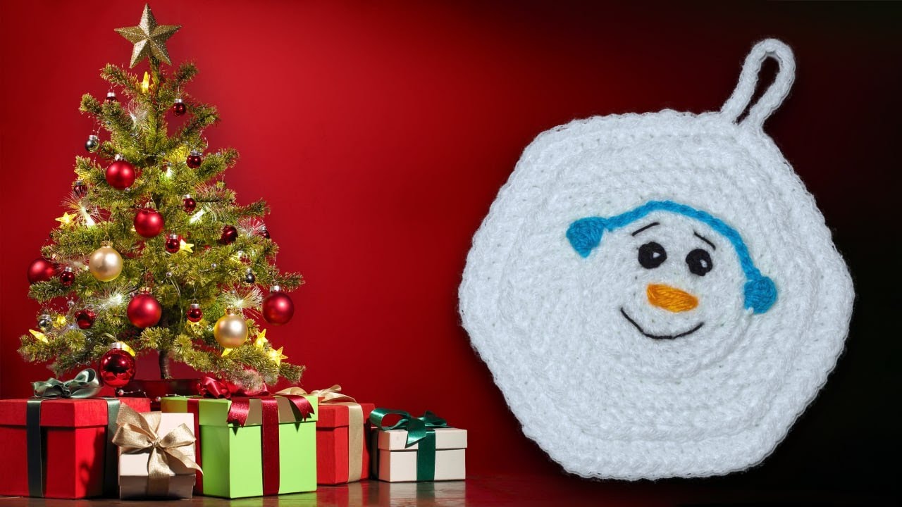Crochet Tutorial Snowman Potholder