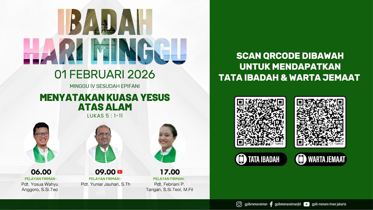 (Live) HARI MINGGU IV SESUDAH EPIFANI GPIB MENARA IMAN, 1 FEBRUARI 2026 09.00 WIB