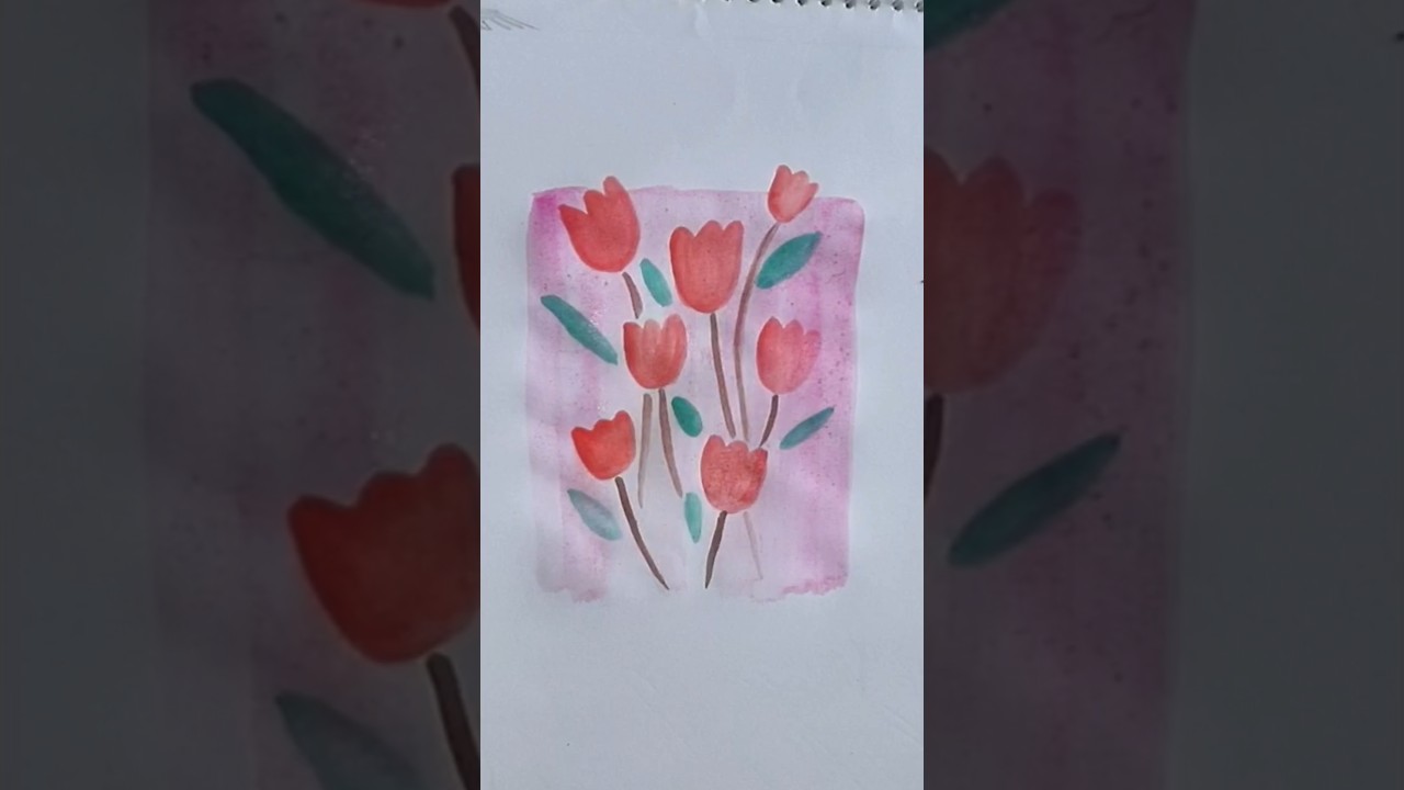 Simple lily painting with Watercolor 