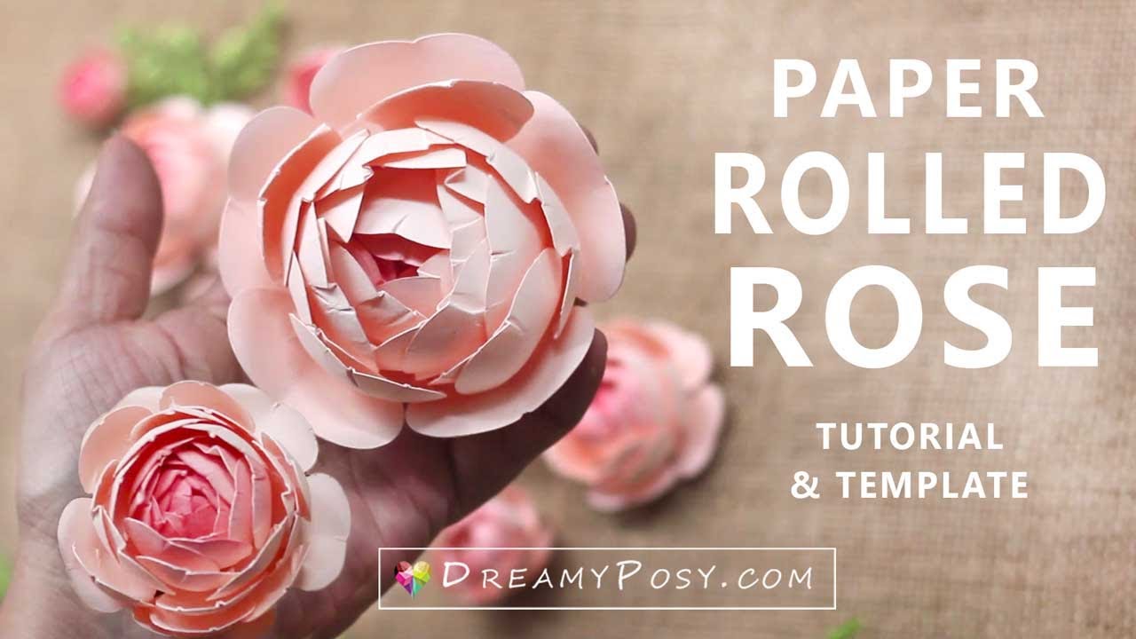 Rolled rose paper flower tutorial, with templates