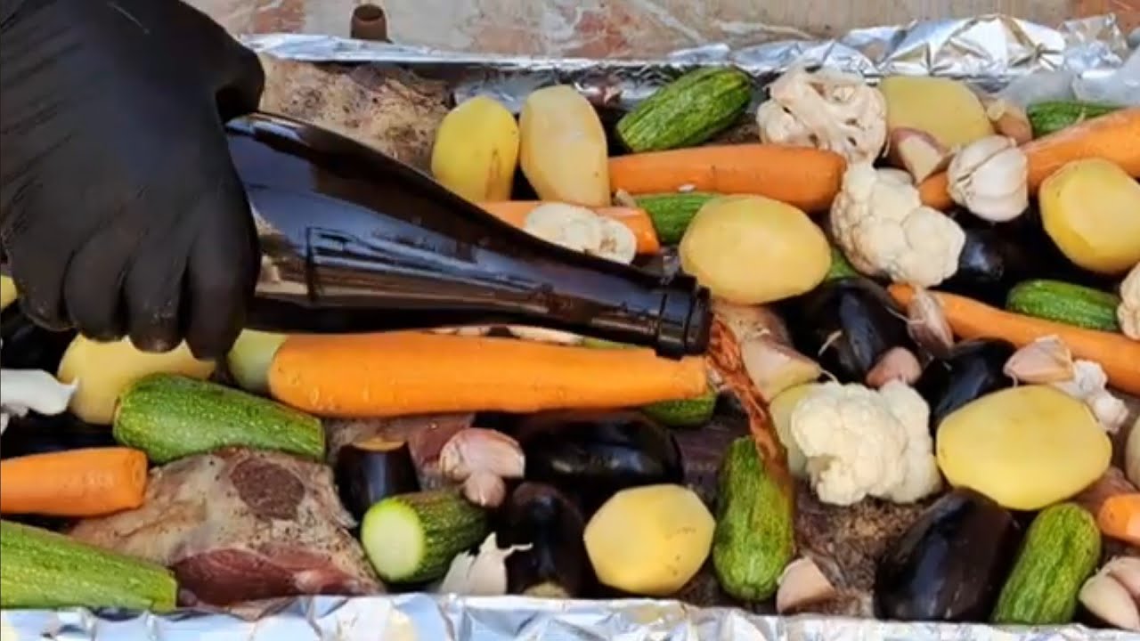 Cooking Goat Meat With Vegetables & Red Wine | طبخ لحم الماعز مع الخضار والنبيذ الأحمر