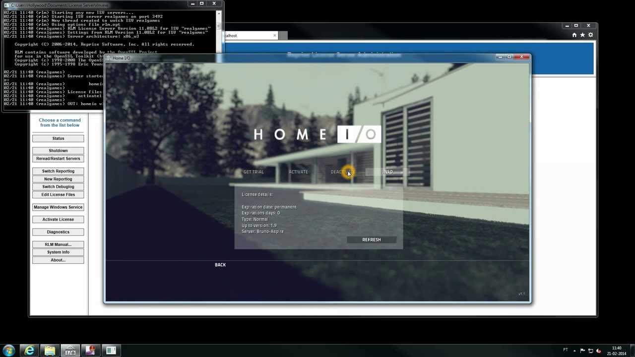 Set up and activation of a floating license server for HOME I/O - Real Games