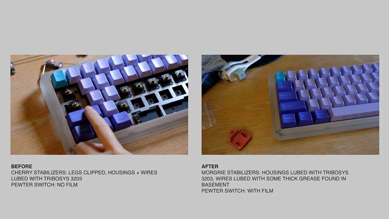 Pewter Switches Typing Test + Morgrie vs Cherry Stabilizers