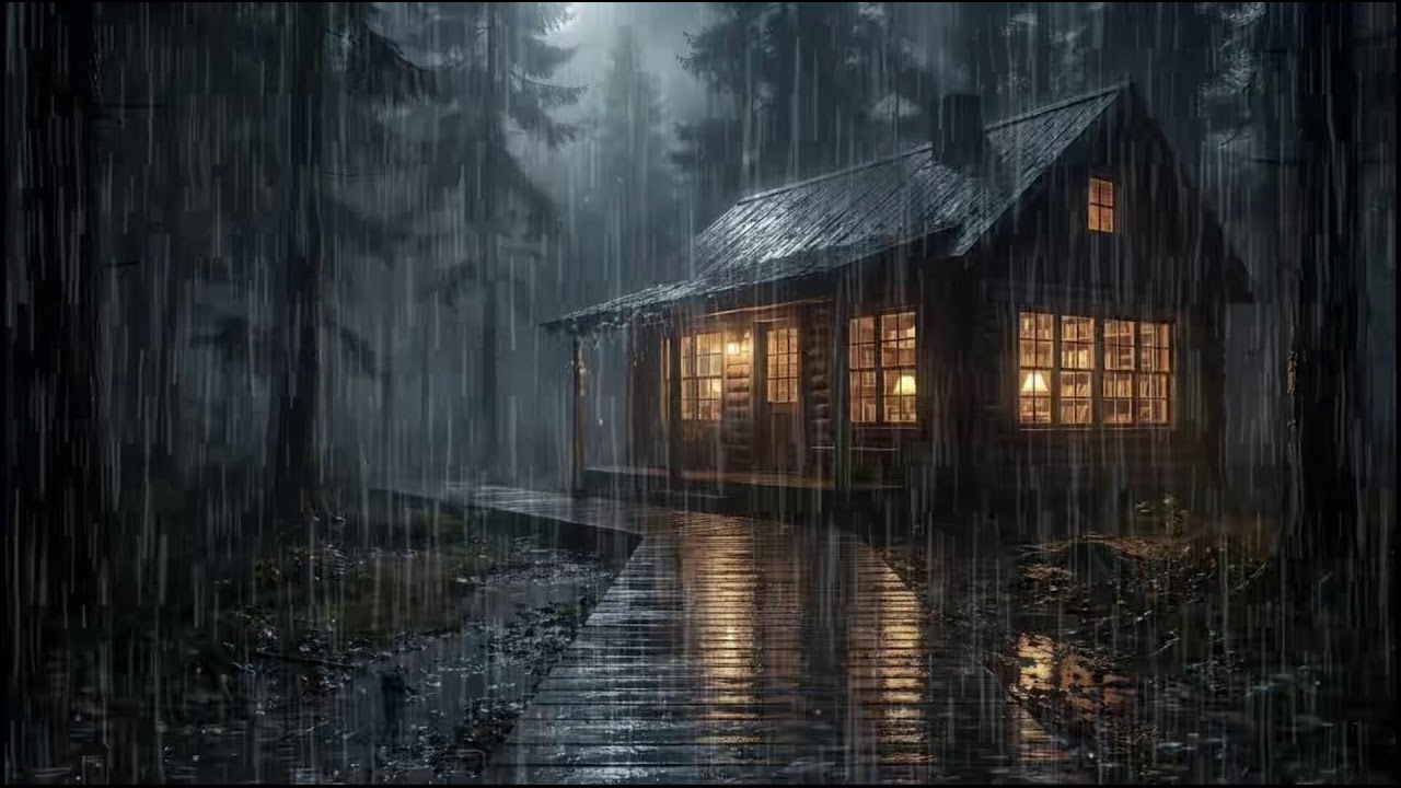 Rainy Forest Cabin at Night 🌧 | Soft Rain Ambience to Ease Insomnia and Drift Into Deep Rain Sleep