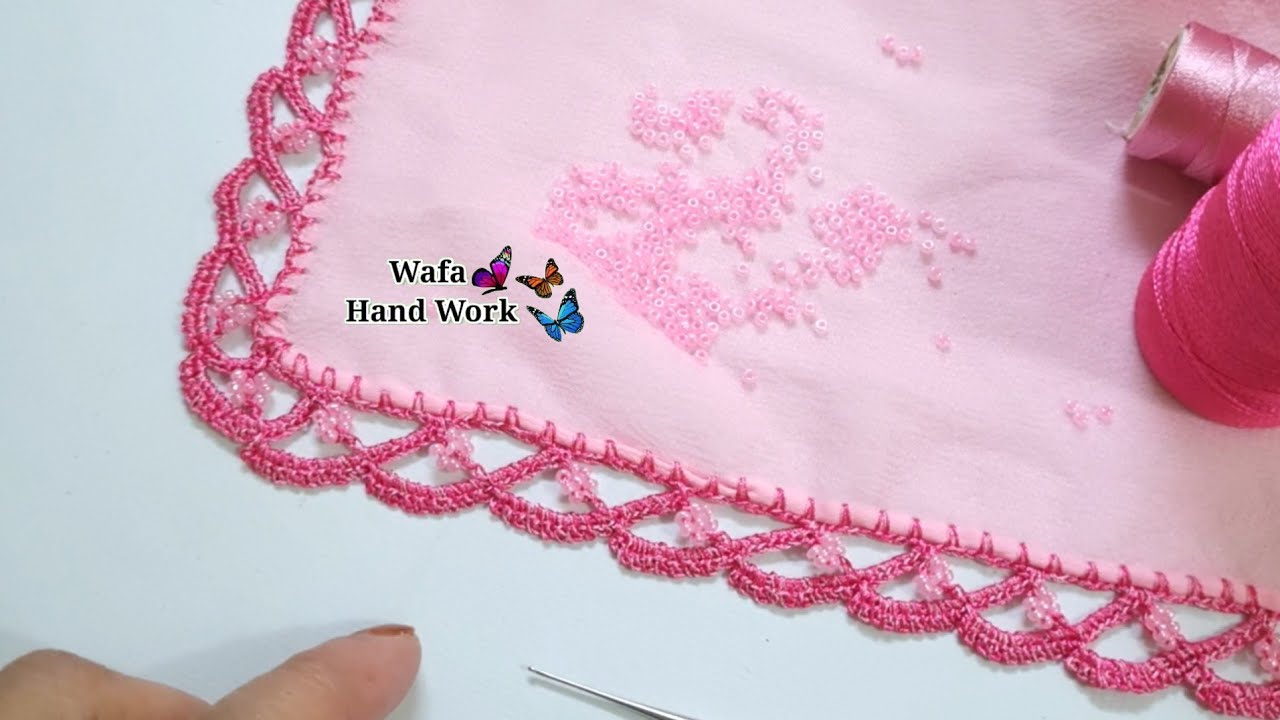 Beautiful Crochet Dupatta Lace Design 💕 New Qureshi Design Tutorial | Crochet Beads work || oya Lace