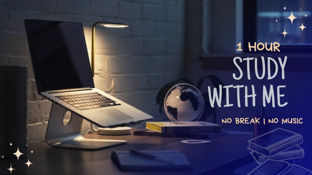 Study with me 1 hour | no break | no music