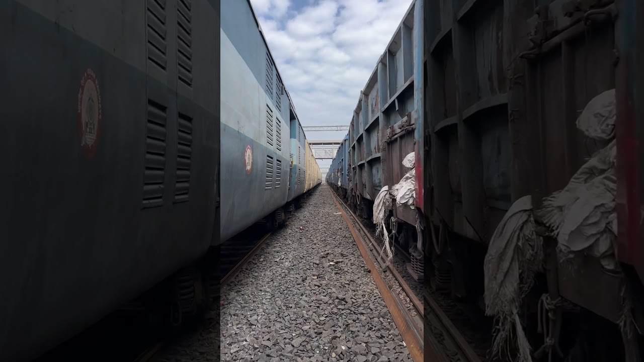 Two train passing opposite directions #train #youtubeshorts #traintrip