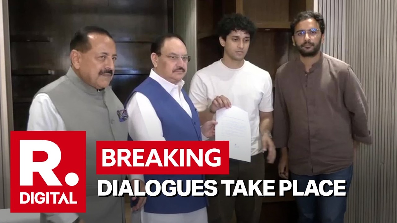 JP Nadda & Jitendra Singh Meet CJP Delegation At Constitution Club After Sonam Wangchuk Ends Fast