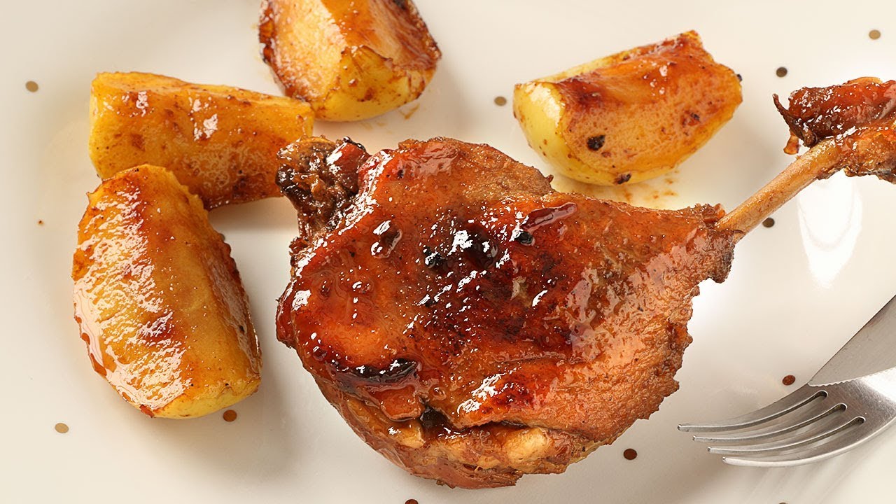 Pato con manzana - 3 ingredientes. Recetas de carne para Navidad