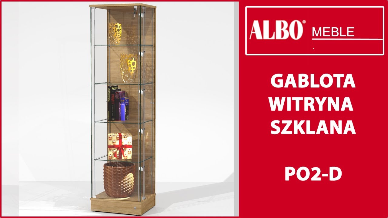 Gablota szklana PO2-P &ndash; elegancka witryna przyścienna do domu, salonu i sklepu | Albotek