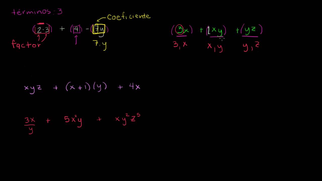 Términos de expresiones, factores y coeficientes