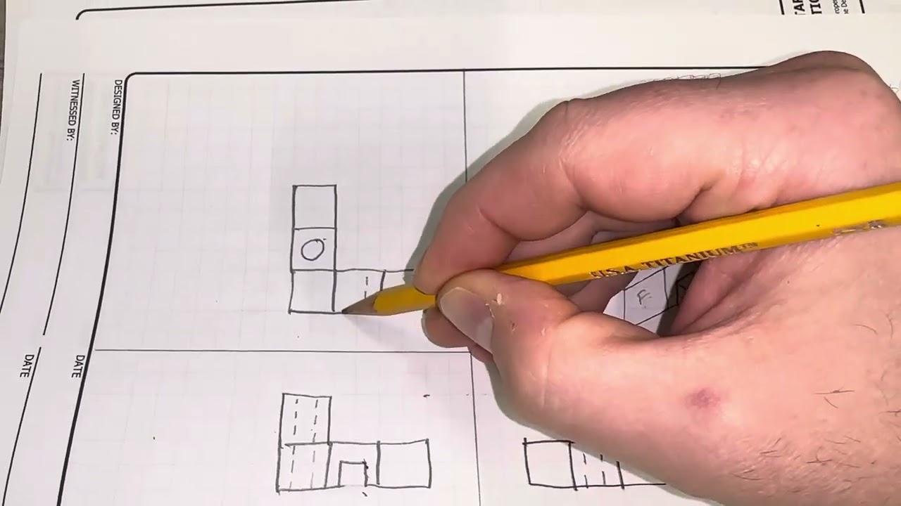 Simple Orthographic Drawing with Dimensions and Hidden Lines