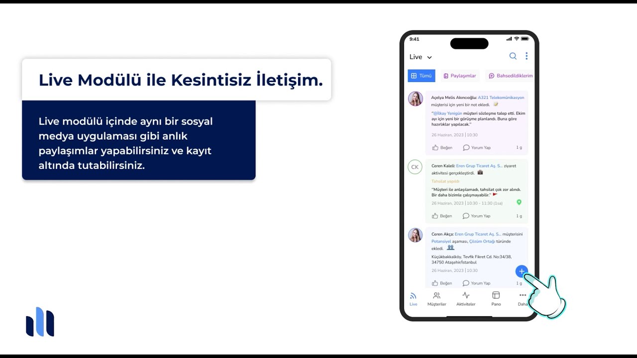 Ekmob SFA  |  Live Mod&uuml;l&uuml; ile Kesintisiz İletişim