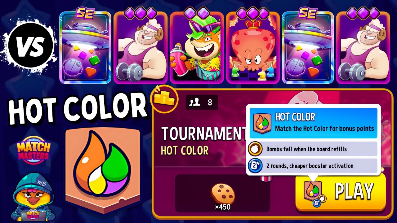 x2 TOURNAMENT! 8 players Hot Color + Bombs Away + Super Sprint | Match Masters