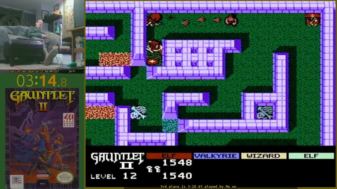 Gauntlet II `Kill a Dragon` 3:16 (NES 1990)