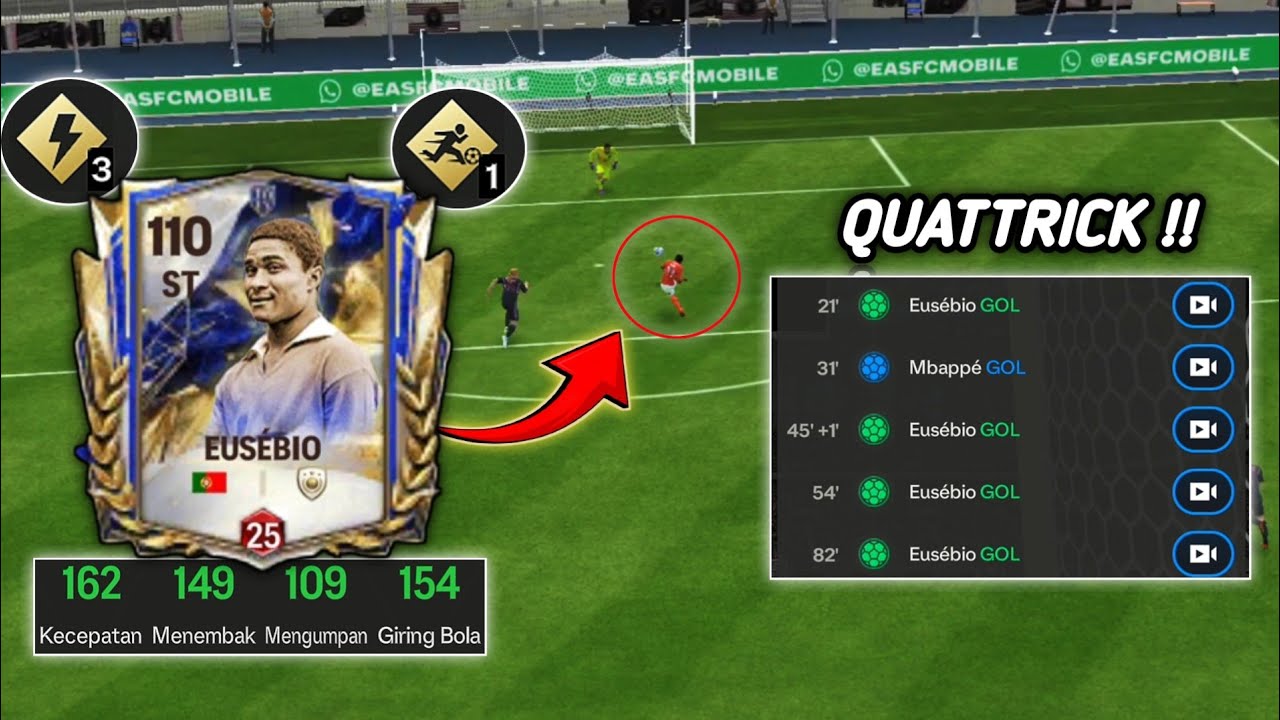 LANGSUNG CETAK 4 GOAL!! Eusebio TOTY Real Striker Monster - FC MOBILE