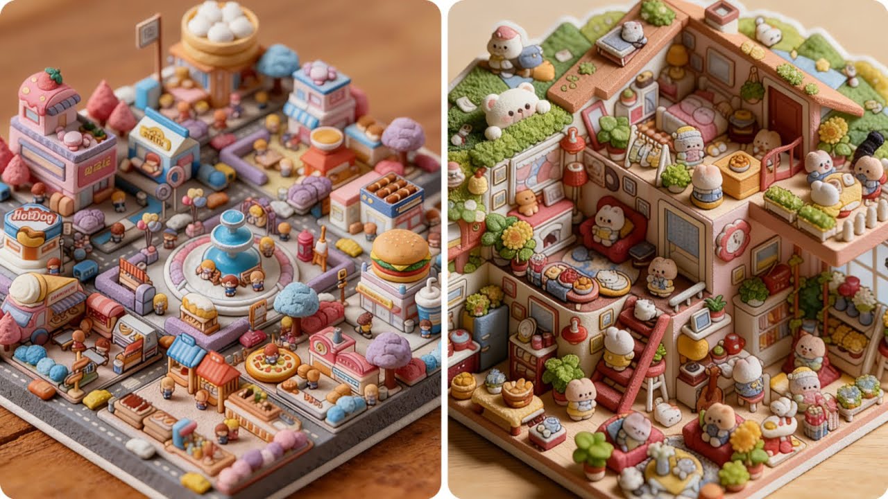 ASMR‖ Scene Sticker‖ DuoDuo Food Street➕Forest Cabin DIY