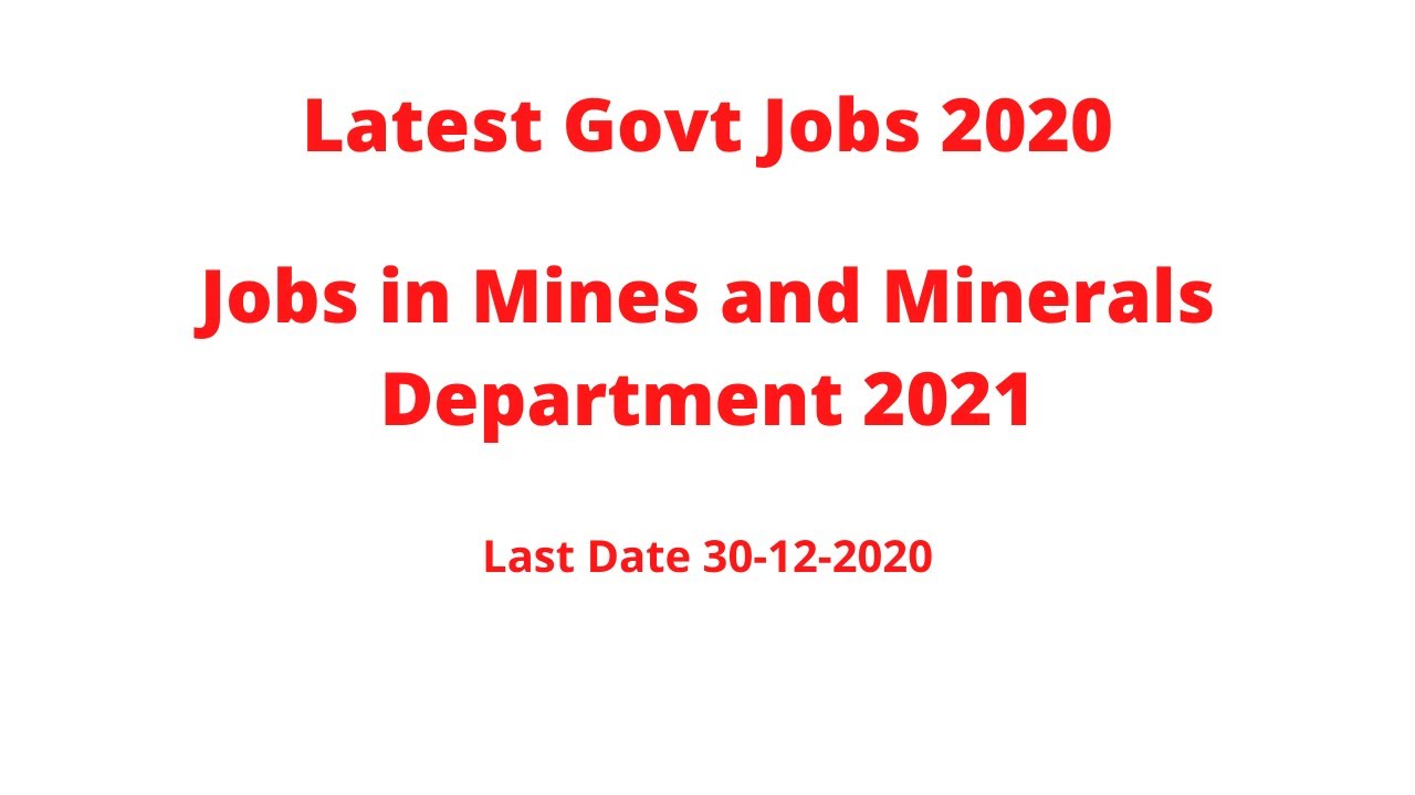 Mines and Minerals Department Jobs 2020 | Mines and Minerals | Balochistan Jobs 2020