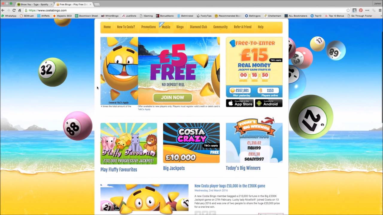 Costa Bingo Signup Bonus