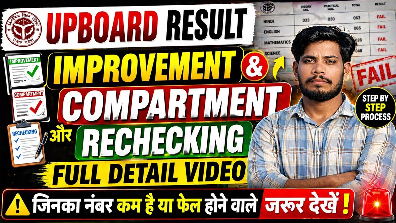 UP Board Improvement, Compartment & Rechecking 2026 Full Detail 🔥 Fees, Date, Rules Explained