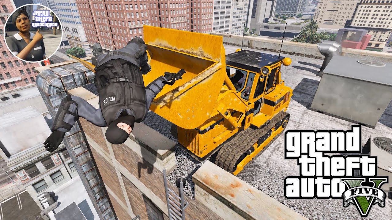 ［GTA5］登ってくるロスサントス警察をブルドーザーで落とす［Rockstar Editor］