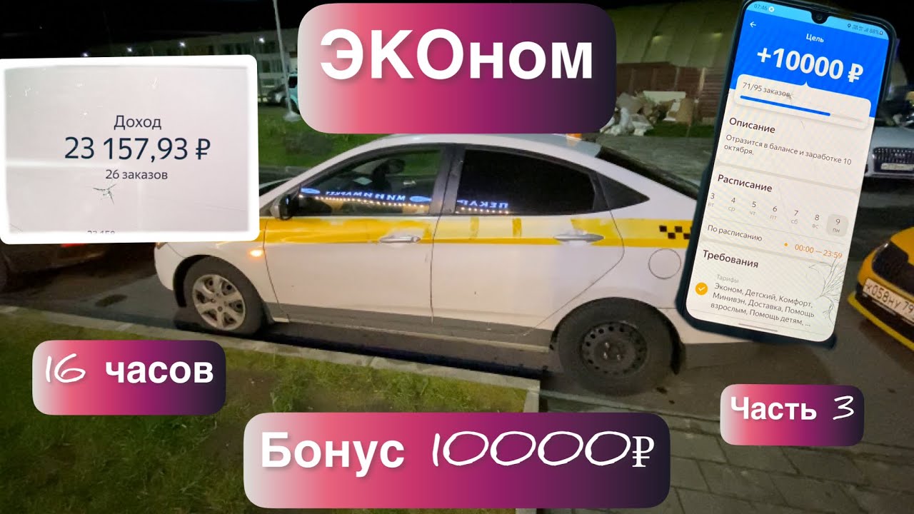 Сделал в ЭКОНОМЕ 23000₽ за день / Таксую на Солярисе / 3 ЧАСТЬ