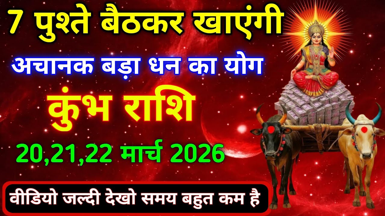 20,21,22 मार्च कुंभ राशि वालों 7 पुश्ते बैठकर खाएंगी। अचानक बड़ा धन का योग। दैनिक राशिफल। Aquarius  