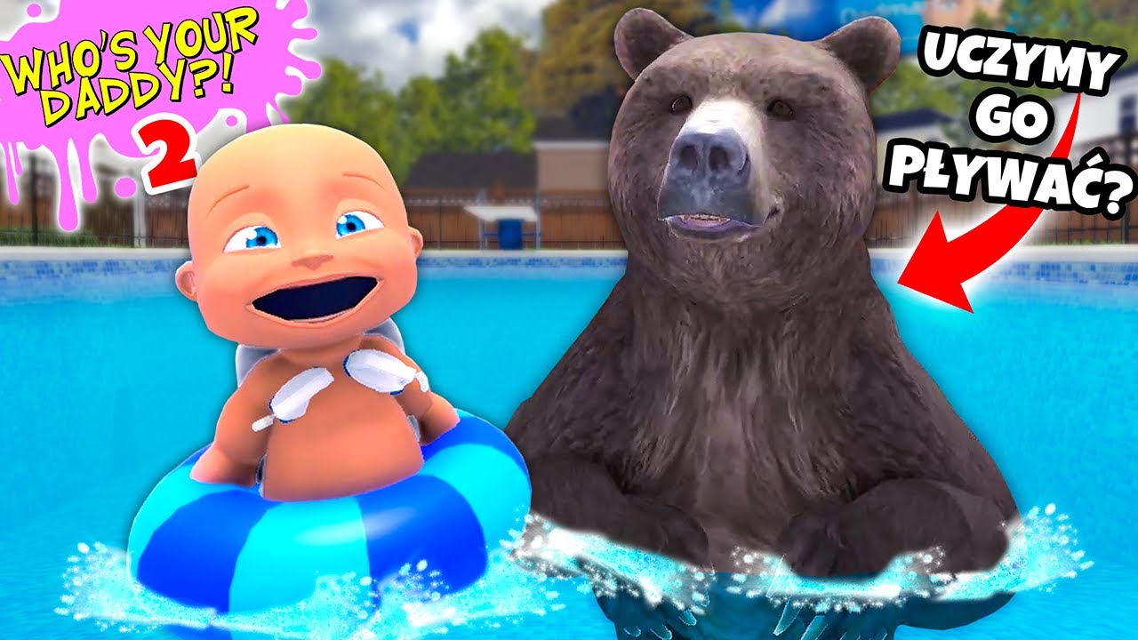 UCZYMY PŁYWAĆ MIŚKA w BASENIE?! | Who's Your Daddy 2